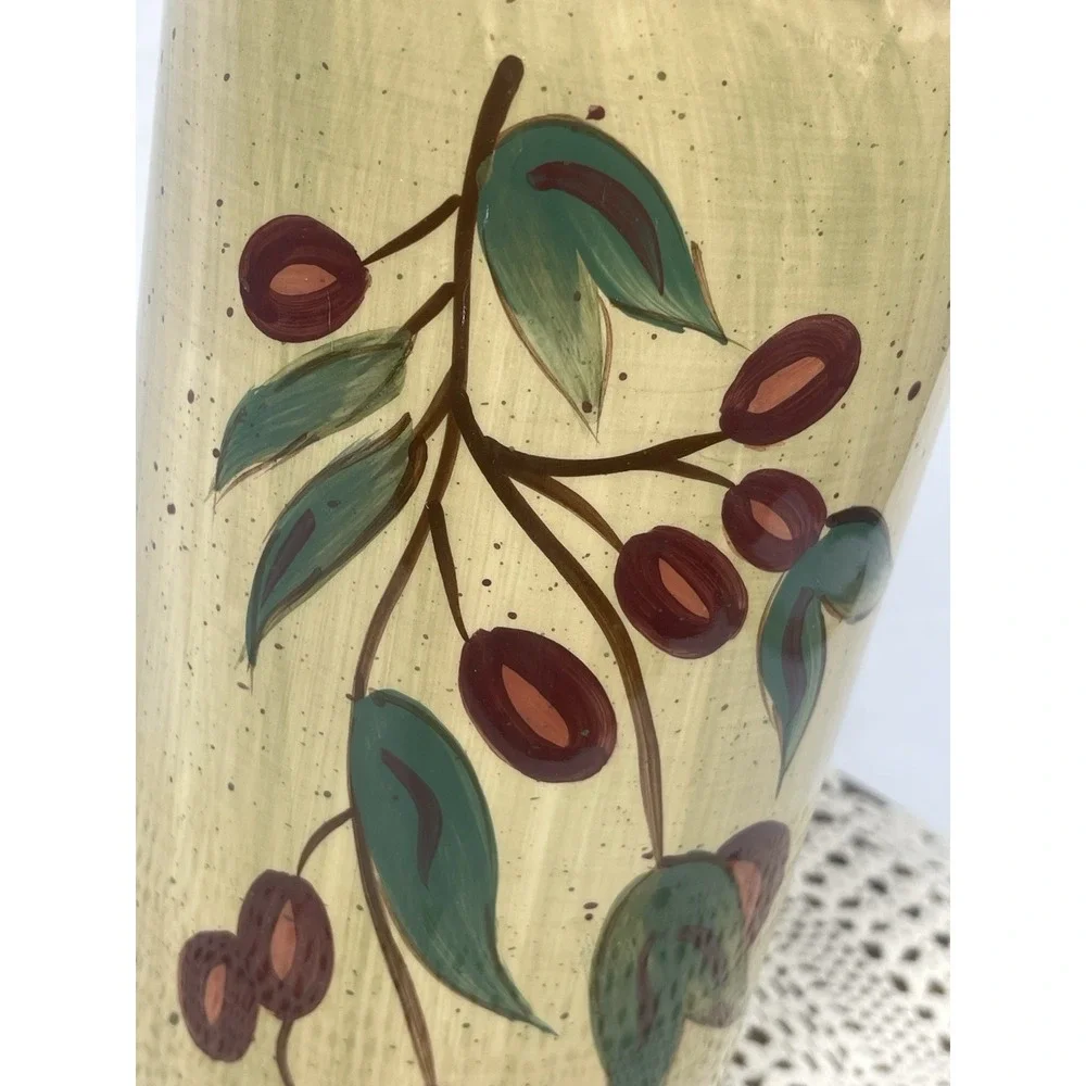 Ceramic Wine Cooler Utensil Holder Olive Branch Tuscany Kitchen Crock